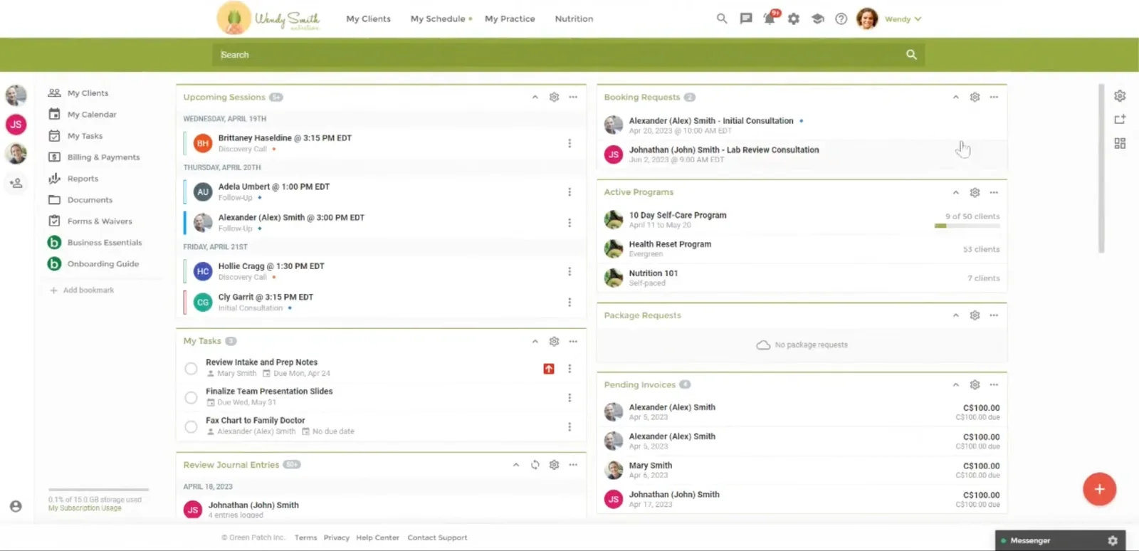 Practice Better client portal and messaging